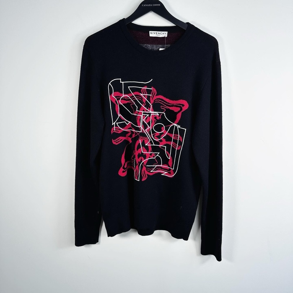 Givenchy Paris Wool Sweater - Black Abstract Design - New